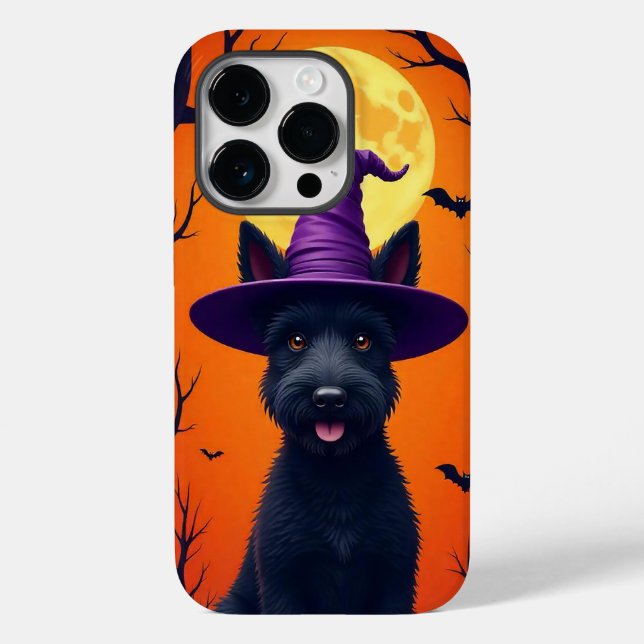 Coques Case-Mate iPhone Chien noir élégant d'Halloween artistique minimali (Verso)