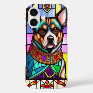 Coque Pour iPhone 16 Chien Orné d'un Collier Coloré