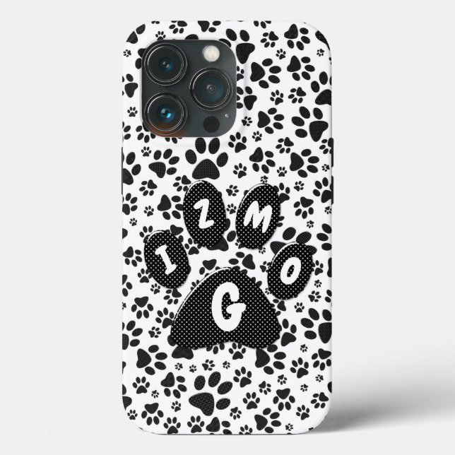 Coques Case-Mate iPhone Chien Paws noir et blanc Polka Dot Coque-Mate iPho (Verso)