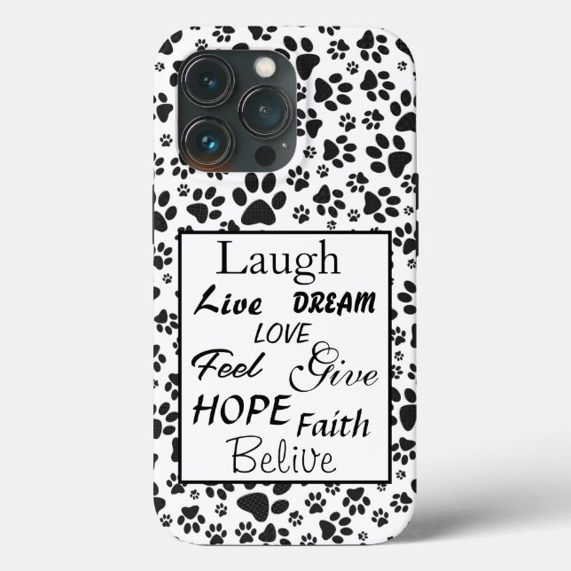Coques Case-Mate iPhone Chien Paws noir et blanc Polka Dot Coque-Mate iPho (Verso)