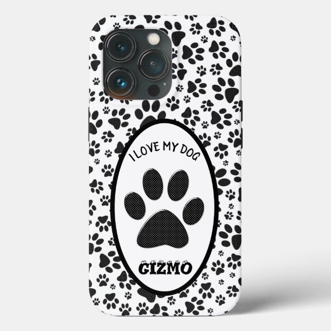 Coques Case-Mate iPhone Chien Paws noir et blanc Polka Dot Coque-Mate iPho (Verso)