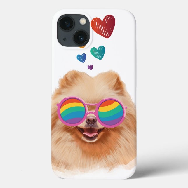 Coques Case-Mate iPhone Chien Poméranie avec coeurs Saint-Valentin  (Verso)