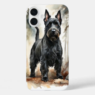 COQUE POUR iPhone 16 PLUS CHIEN POPPÉ DE TERRIER ÉCOSSE-NOIR