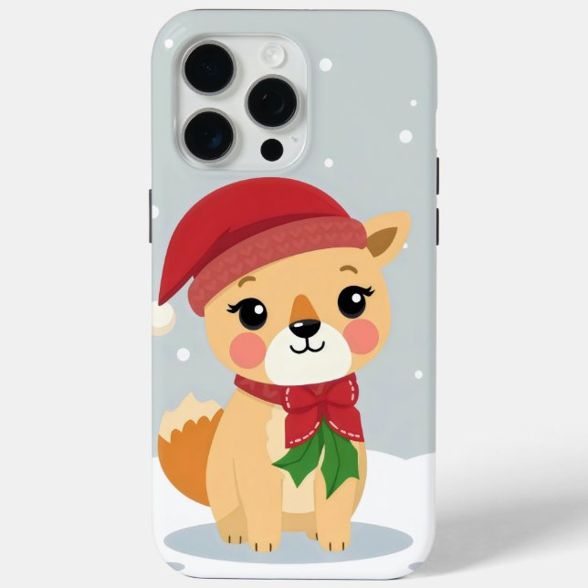 Coques Case-Mate iPhone chien portant un chapeau santa et une écharpe (Verso)