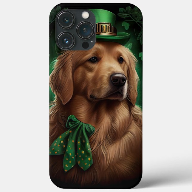 Coques Case-Mate iPhone Chien Retriever doré à la Saint-Patrick (Verso)