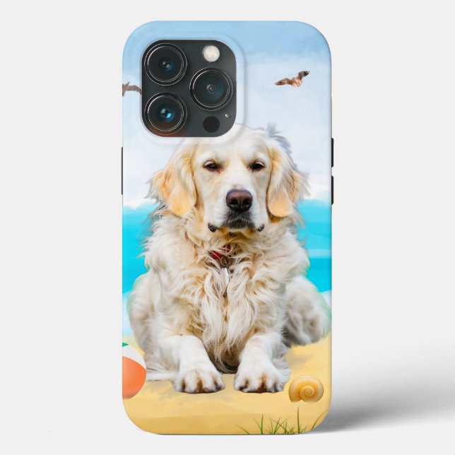 Coques Case-Mate iPhone Chien Retriever Doré sur la Plage (Verso)