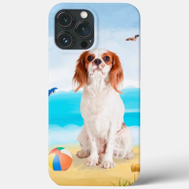 Coques Case-Mate iPhone Chien roi cavalier sur la plage (Verso)