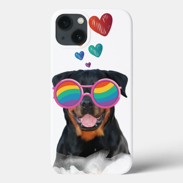 Coques Case-Mate iPhone Chien Rottweiler avec coeurs Saint-Valentin (Verso)