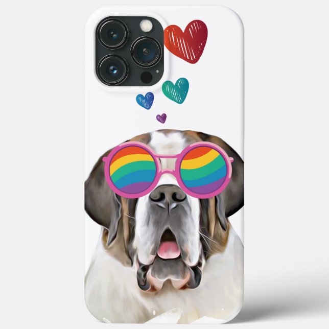 Coques Case-Mate iPhone Chien Saint-Bernard avec coeurs Saint-Valentin (Verso)
