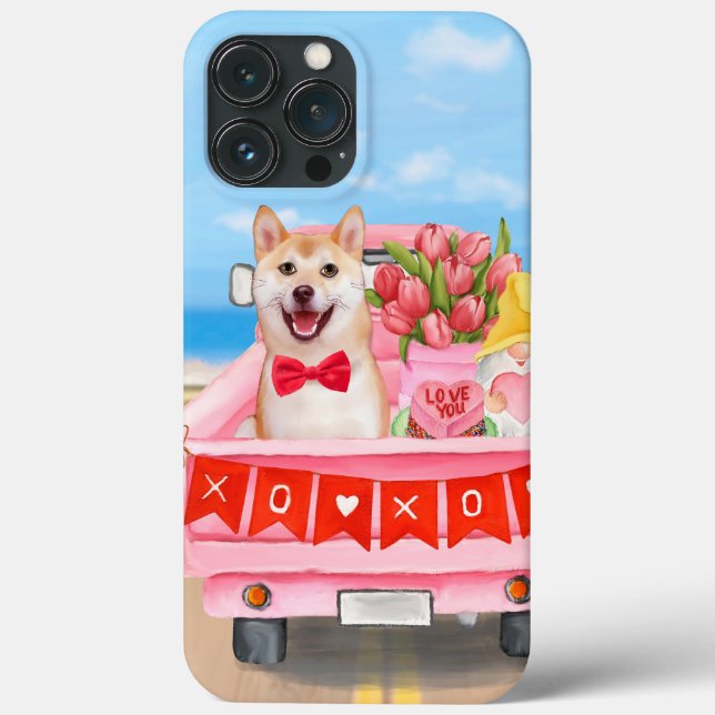 Coques Case-Mate iPhone Chien Shiba Inu Saint Valentin Coeurs de Camion (Verso)