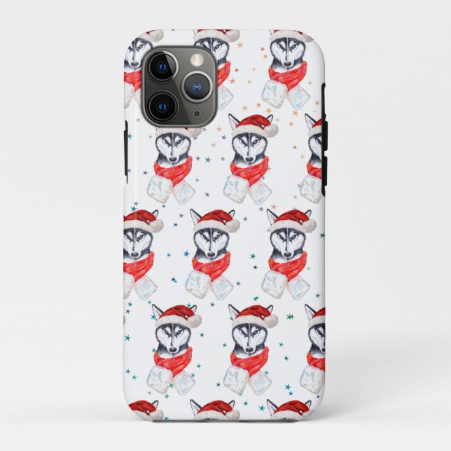Coques Case-Mate iPhone Chien sibérien Husky race Étoiles de Noël (Dos)