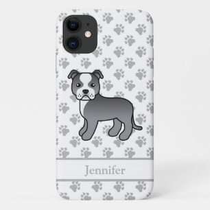 Case-Mate iPhone Case Chien Staffie Anglais Bleu Et Blanc & Nom