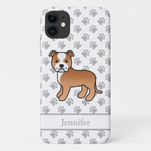 Case-Mate iPhone Case Chien Staffie Anglais Rouge Et Blanc & Nom