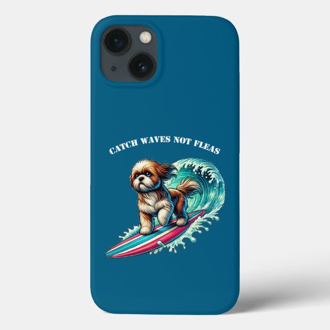 Coques Case-Mate iPhone Chien surf sur un Surfboard chevauchant une grande (Verso)