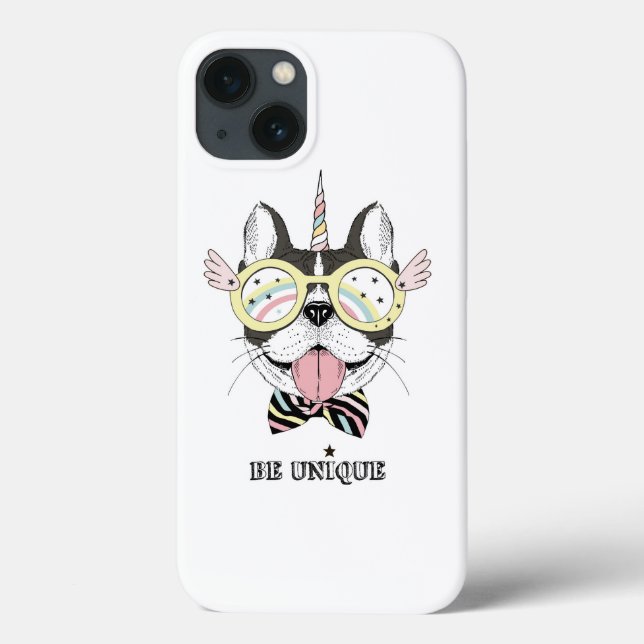 Coques Case-Mate iPhone Chien-taureau français Unicorn (Verso)