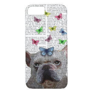 Coque Case-Mate iPhone Chien-taureaux et papillons français blancs