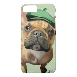 Coque Case-Mate iPhone Chien-taureaux français Brown avec Casquette vert