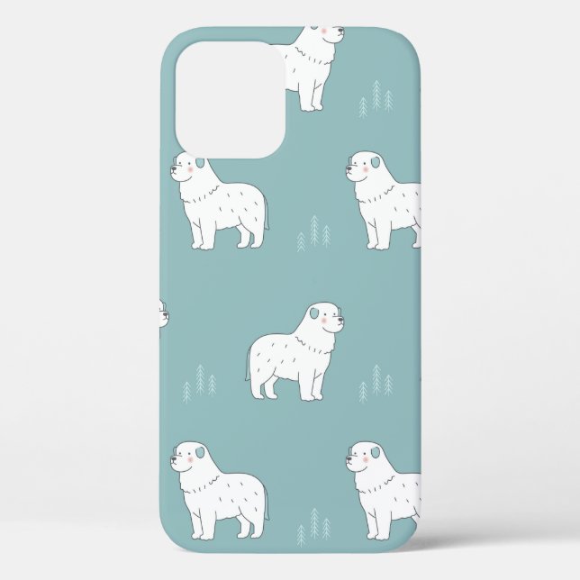 Coques Case-Mate iPhone Chien vintage des Grands Pyrénées illustration tra (Verso)