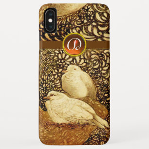 Case-Mate iPhone CASE CHIENS BLANCS EN SÉPIE BROWN, MONOGRAMME EN PIERRE