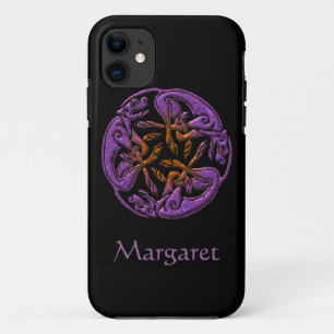 Coque Case-Mate Pour iPhone Chiens celtes ornement traditionnel violet, orange