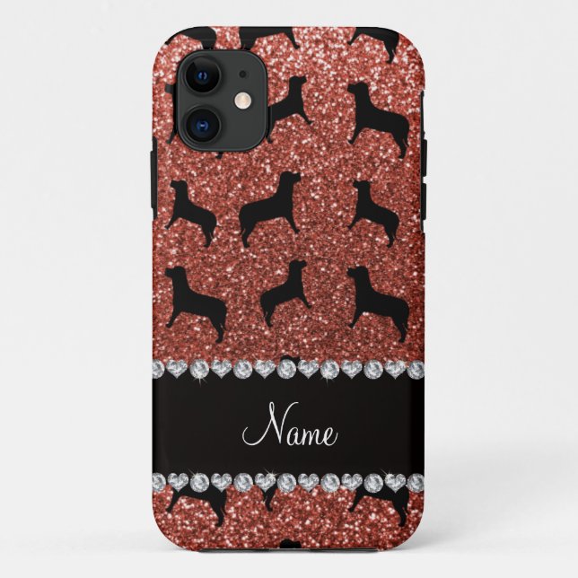 Coques Case-Mate iPhone Chiens de parties scintillant orange clair de nom  (Dos)