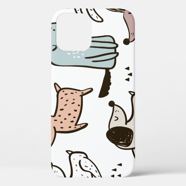 Coques Case-Mate iPhone Chiens d'enfants, dessinés à la main, motif à la m (Verso)