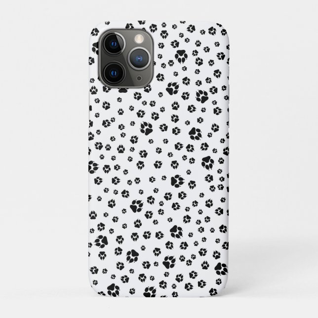 Coques Case-Mate iPhone Chiens Empreintes de pattes Noir Blanc (Dos)