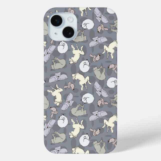 Coques Case-Mate iPhone Chiens endormis au charme moderne Vanille sur Gris (Verso)