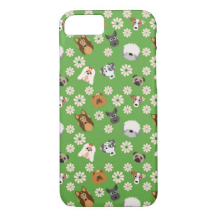 Coque iPhone 7 Chiens et fleurs