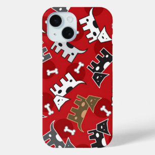 Coque Case-Mate iPhone Chiens et os tachetés Chiot mignon Fun Rouge