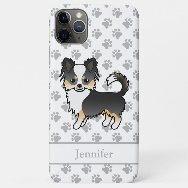Coques Case-Mate iPhone Chihuahua à manteaul long tri-couleurs noir Dessin (Dos)