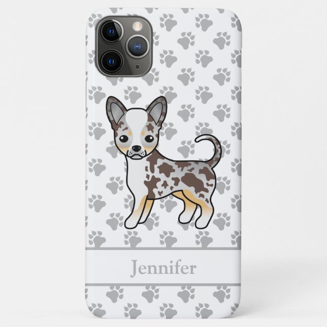 Coques Case-Mate iPhone Chihuahua à poil lisse Merle Chocolat Chien & Nom (Dos)