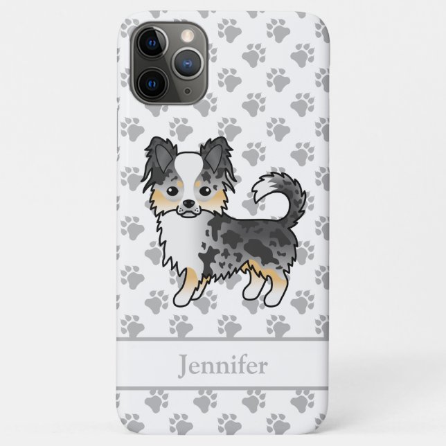 Coques Case-Mate iPhone Chihuahua à poil long Blue Merle Dessin animé de c (Dos)