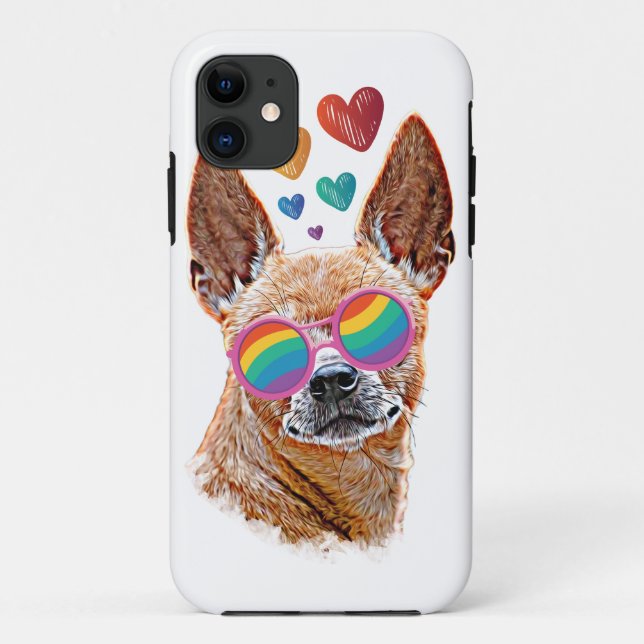 Coques Case-Mate iPhone Chihuahua Chien avec Coeurs Saint Valentin (Dos)