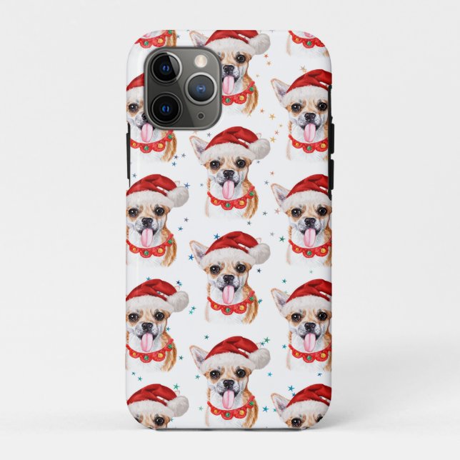 Coques Case-Mate iPhone Chihuahua race Aquarelle Chien Motif Noël (Dos)