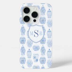 Coque Case-Mate iPhone Chine bleu et blanc Imprimer Monogramme Aquarelle