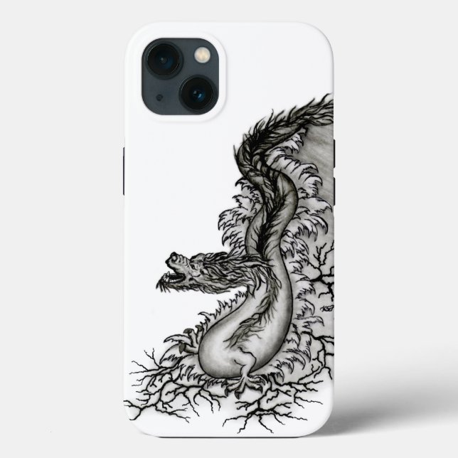 Coques Case-Mate iPhone Chine Dragon, noir et blanc Design en Tattoostyl (Verso)