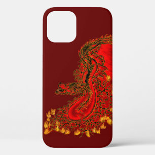 Coque iPhone 12 Pro Chine Dragon rouge et or design