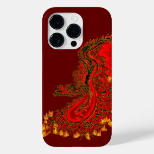 Coque Pour iPhone 14 Pro Chine Dragon rouge et or design