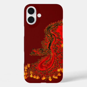 Coque Pour iPhone 16 Plus Chine Dragon rouge et or design