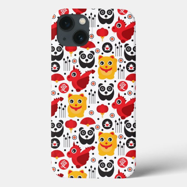 Coques Case-Mate iPhone Chine lucky cat, dragon, and panda (Verso)