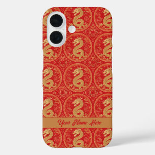 Coque Pour iPhone 16 Chinois Majestic Golden Dragon Motif