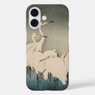 Coque Pour iPhone 16 Chinoiserie Aigrette Blanche Motif Neige d'Hiver