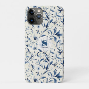 Case-Mate iPhone Case Chinoiserie aquarelle bleue vigne et fleurs