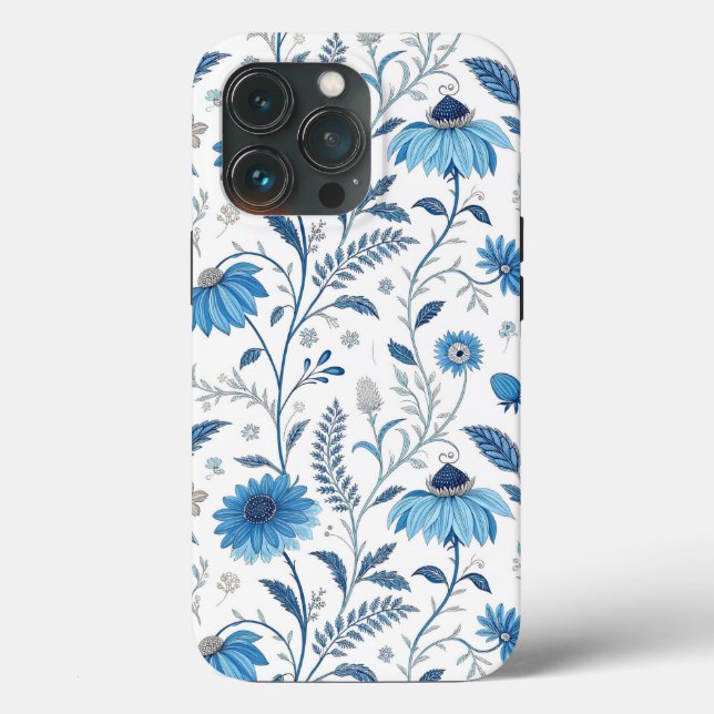 Coques Case-Mate iPhone Chinoiserie Blue Echinacea Pattern (Verso)