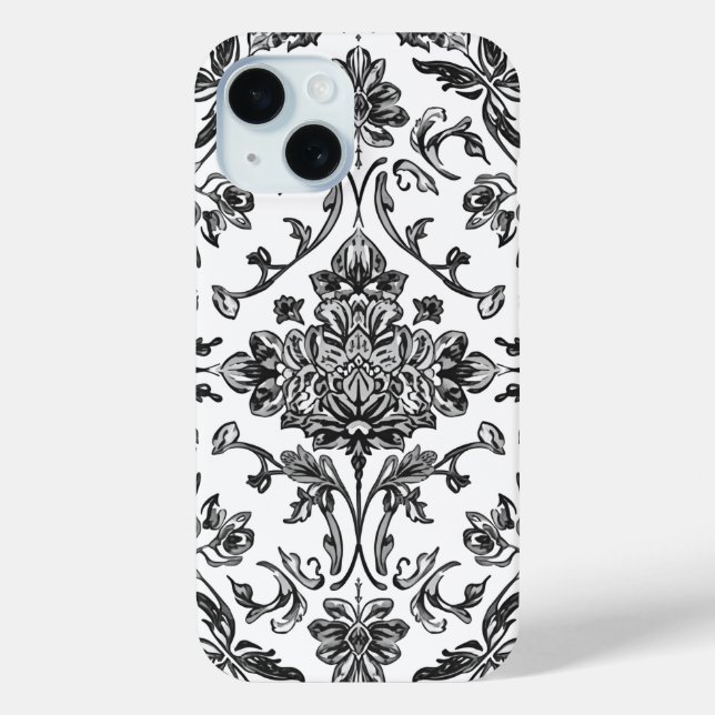Coques Case-Mate iPhone Chinoiserie Florale Aquarelle Noir & Blanc (Verso)