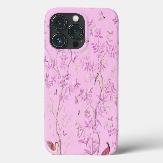 Coques Case-Mate iPhone Chinoiserie rose Oiseau Floral Élégant (Verso)