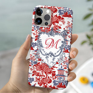 Coque Case-Mate iPhone Chinoiserie vintage Delft rouge français monogramm