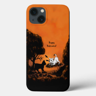 Case-Mate iPhone Case Chiot avec chat et chauve-souris noirs, Happy Hall
