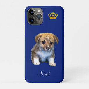 Case-Mate iPhone Case Chiot Corgi Mignon & Couronne Royale sur Fond Bleu